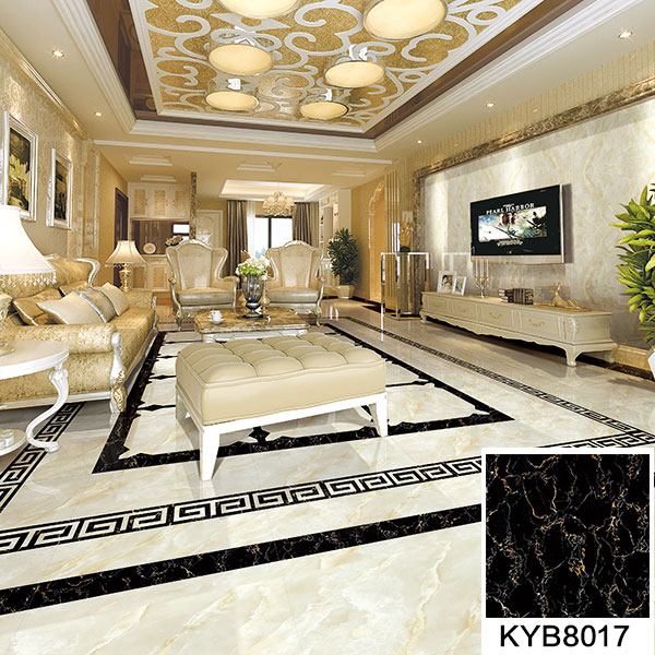 02丝瓜视频网站在线观看陶大理石瓷磚：黑金花KYB8017地麵鋪貼效果圖